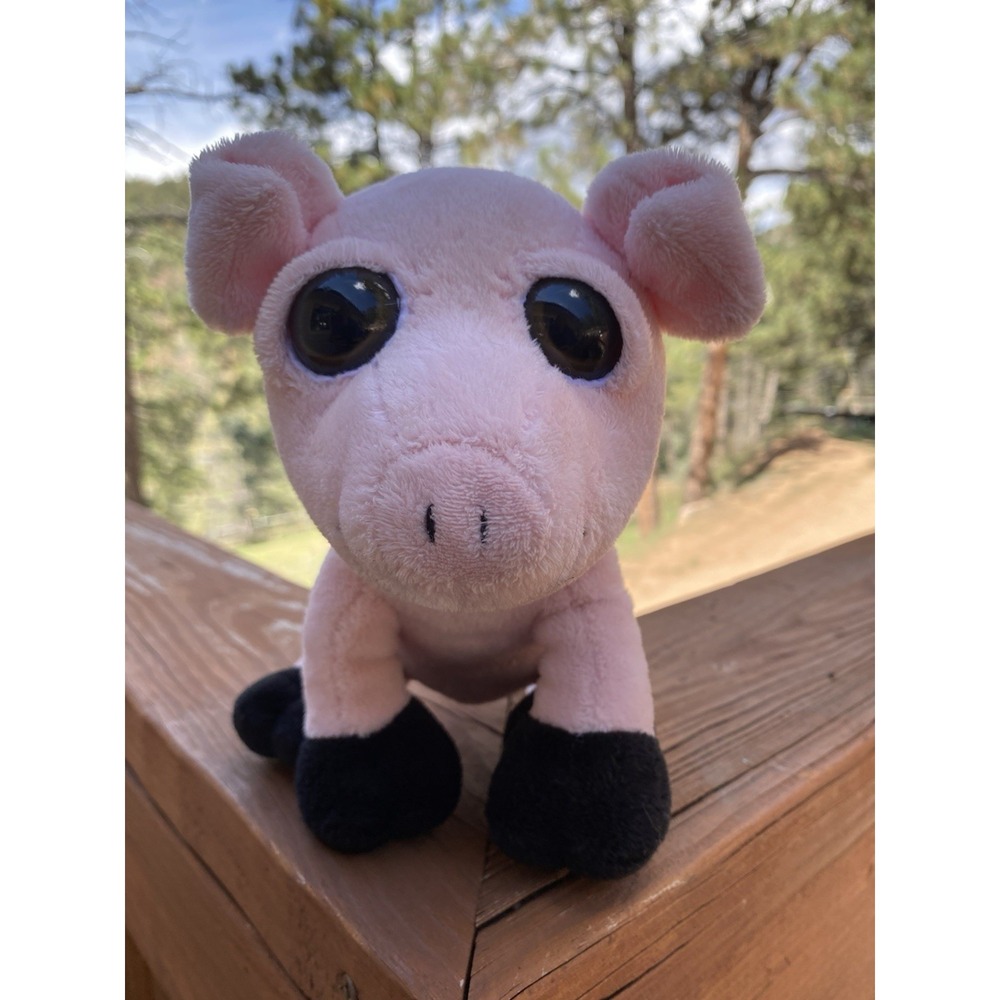 7" Petting Zoo Bright Eyes Pink Pig Plush Stuffed Animal Toy 2015